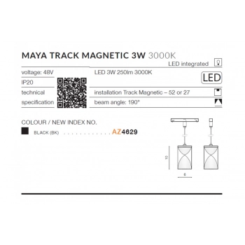 Azzardo Alfa Maya BK oprawa do systemu Magnetic 48V LED 3W 250lm czarna