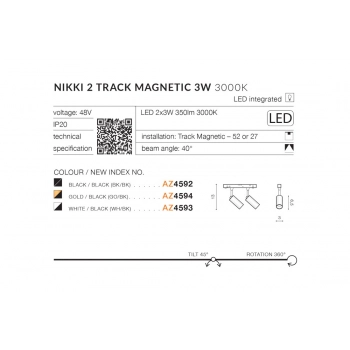 Nikki 2 GO/BK Track Magnetic LED 6W 700lm złota czarna