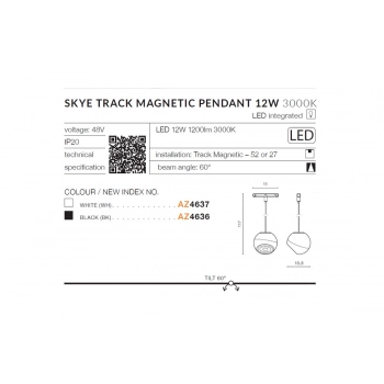Azzardo Alfa Skye WH oprawa do systemu Magnetic 48V LED 12W 1200lm biały