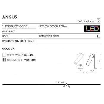 Angus LED kinkiet biały SN-6408 WH