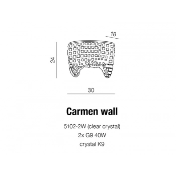Carmen kinkiet 2xG9 40W 5102-6W + LED GRATIS