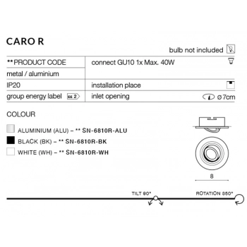 Caro R biała lampa sufitowa GU10 SN-6810R-WH + LED GRATIS