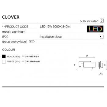Clover LED kinkiet GW-6809-WH