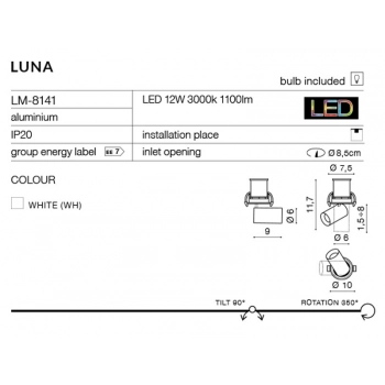 Luna LED lampa sufitowa LM-8141 biała lub czarna