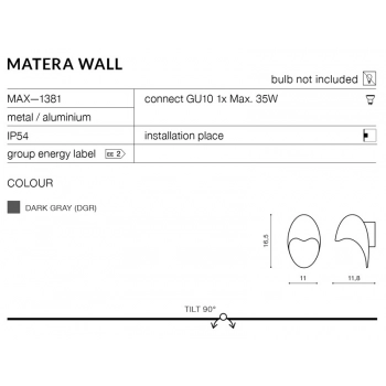 Matera IP54 kinkiet GU10 MAX-1381 + LED GRATIS