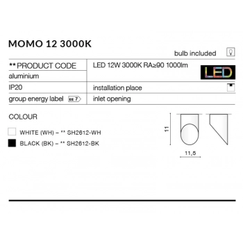 Momo 12 LED lampa sufitowa SH2612-BK