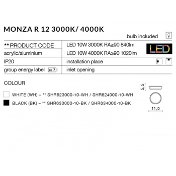 Monza R 12 LED lampa sufitowa SHR633000-10-BK