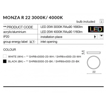 Monza R 22 LED lampa sufitowa SHR653000-20-BK