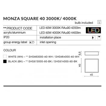 Monza S 40 LED lampa sufitowa SHS563000-50-WH