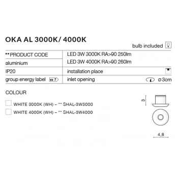 Oka LED lampa sufitowa SHAC-3W3000