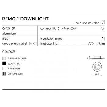 Remo 1 Downlight GU10 GM4103 ALU + LED GRATIS