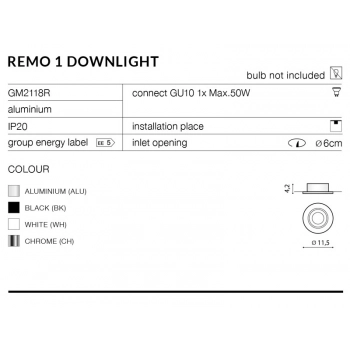 Remo 1 Downlight GU10 GM4103 WH + LED GRATIS