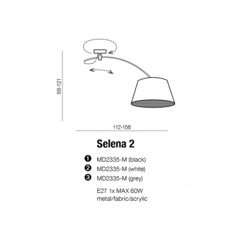 Selena 2 lampa wisząca E27 MD2335-M BK + LED GRATIS
