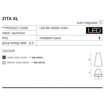 ZITA XL LED IP54 GW-807XL DGR