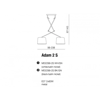 Adam 2 S Black lampa sufitowa E27 MD2299-2S BK + LED GRATIS
