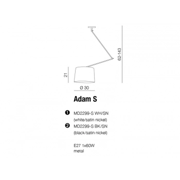 Adam S Black lampa sufitowa E27 MD2299-S BK