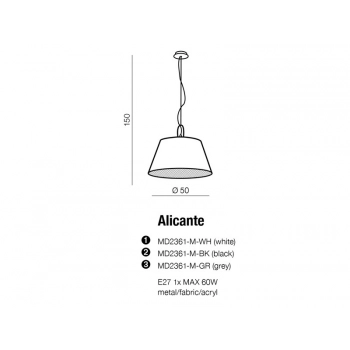 Alicante grey lampa wisząca E27 MD2361-M GR + LED GRATIS