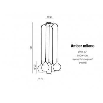 Amber Milano 2285-5P G9 + LED GRATIS