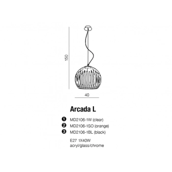 Arcada L black wisząca LP6013-1BL + LED GRATIS