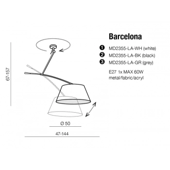Barcelona black lampa sufitowa E27 MD2355-LA BK + LED GRATIS