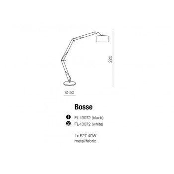 Bosse podłogowa 1xE27 60W FL-13072 biała + LED GRATIS