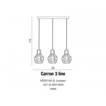 Carron 3 line lampa wisząca E27 MD50148-3L + LED GRATIS