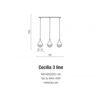 Cecilia 3 line lampa wisząca G9 MD16002001-3A + LED GRATIS