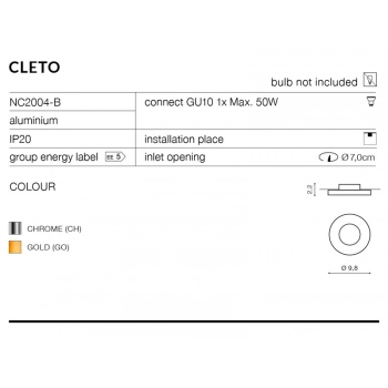 Cleto Gold GU10 NC2004-B-GO + LED GRATIS
