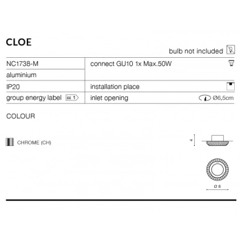 Cloe Chrome GU10 NC1738-M-CH + LED GRATIS
