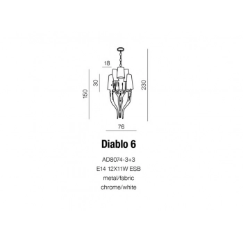 Diablo 3+3 lampa wisząca wisząca 12xE14 ecru AD 8074-3+3 + LED GRATIS