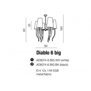 Diablo 6 Big lampa wisząca AD6047-6 White + LED GRATIS