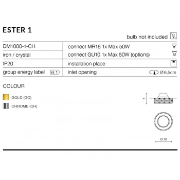 Ester 1 Chrome GU10 DM1000-1-CH + LED GRATIS