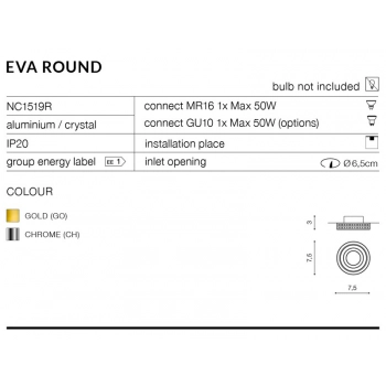 Eva Round Chrome GU10 NC1519R-CH + LED GRATIS