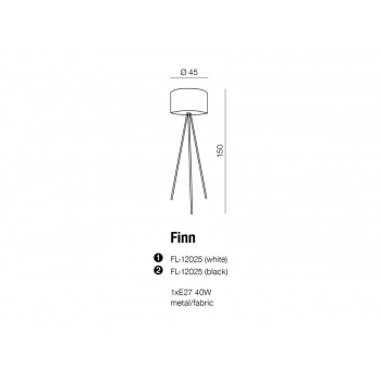 Finn podłogowa 1xE27 60W FL-12025 WH biała + LED GRATIS