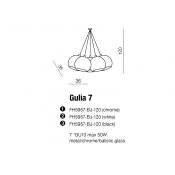 GULIA 7 Black 7xGU10 50W FH5957-BJ-120 czarna + LED GRATIS