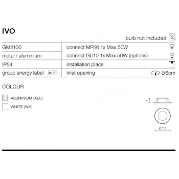 IVO 1 White IP54 GM2100 WH