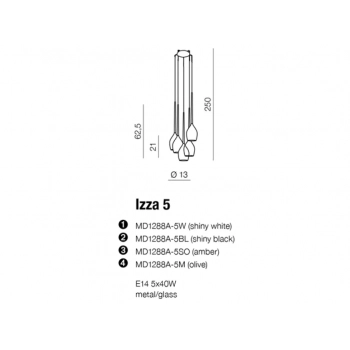 Izza 5 Amber wisząca MD1288A-5SO + LED GRATIS