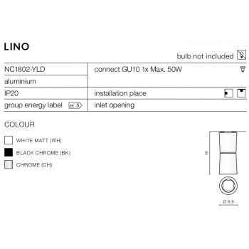 Lino Chrome GU10 NC1802-YLD-CH + LED GRATIS