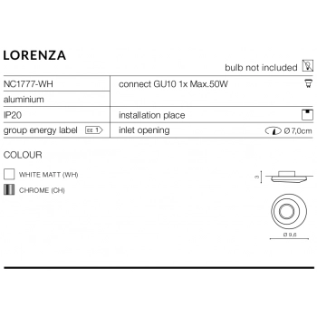 Lorenza White GU10 NC1777-WH