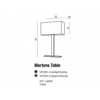 Martens White lampka stołowa E27 MT2251-S WH + LED GRATIS
