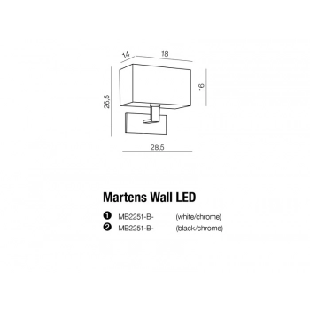 Martens Black kinkiet E27 MB2251-B-E27 BK + LED GRATIS