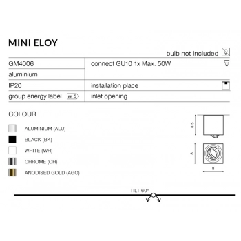 Mini Eloy ALU GU10 GM4006 ALU + LED GRATIS