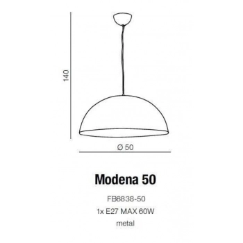 Modena 50 lampa wisząca E27 FB6838-50 czarna/złota + LED GRATIS