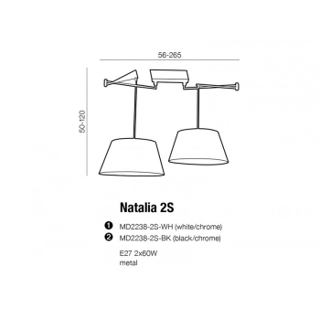 Natalia 2 Black lampa wisząca E27 MD2238-2S BK + LED GRATIS