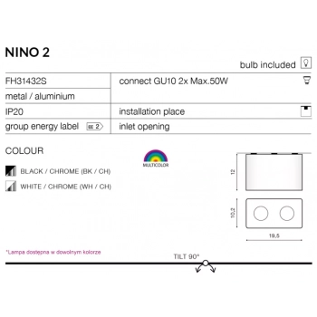 NINO 2 Black Aluminium FH31432S-BL/ALU + LED GRATIS