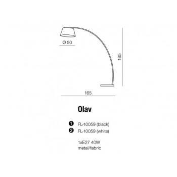 Olav  lampa podłogowa 1xE27 40W FL10059 BL + LED GRATIS