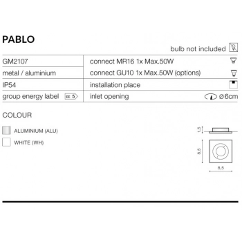 PABLO Biały IP54 GM2107 WH