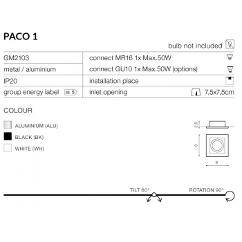 PACO 1 WHITE GM2103 WH