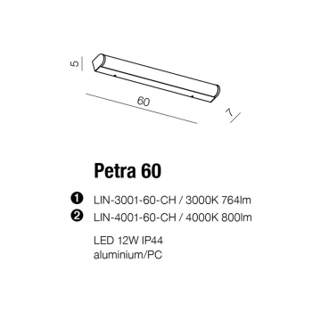 Petra 60 chrome LED kinkiet IP44 LIN-3001-60-CH