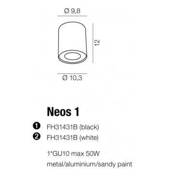 Plafon NEOS 1 BLACK / CHROM